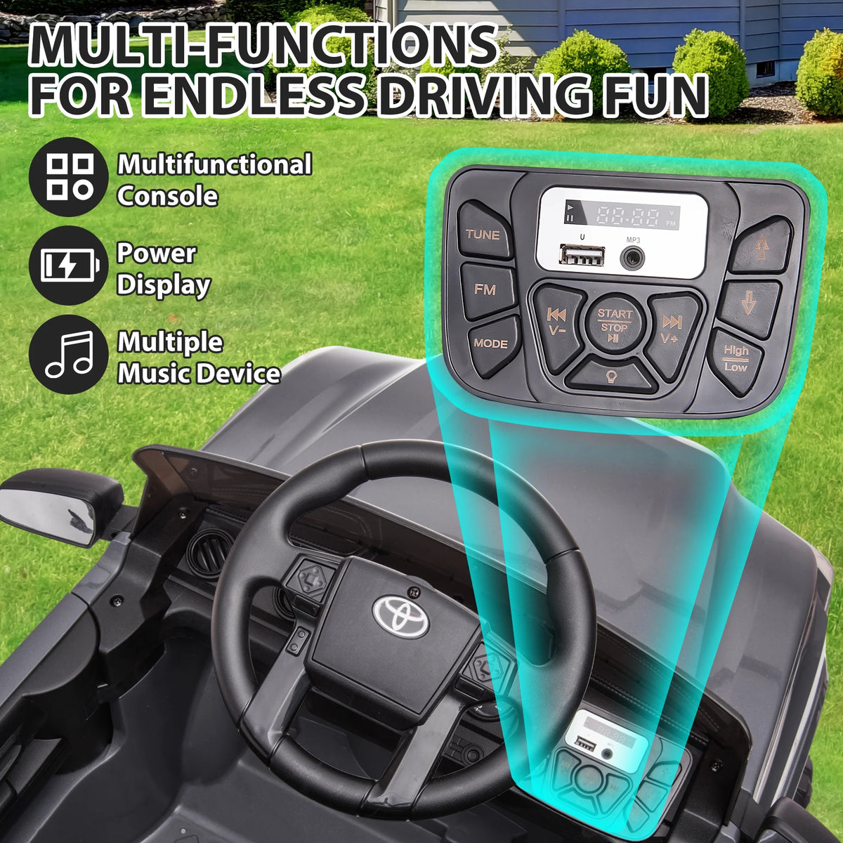 12V Battery Powered Ride on Truck with Remote Control, Gray O49957