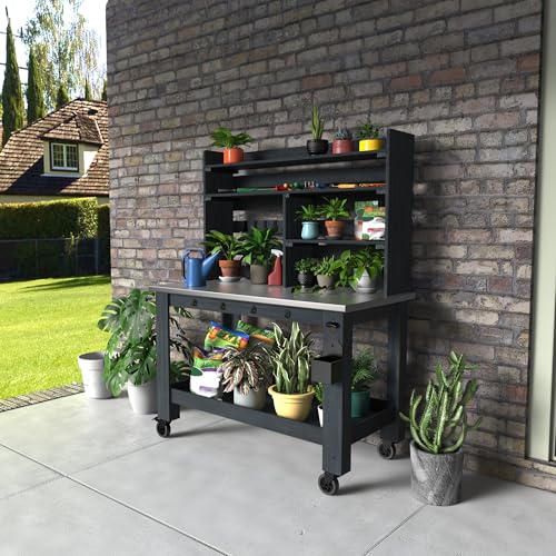 Potting Bench Table with Stainless Steel Top Z841