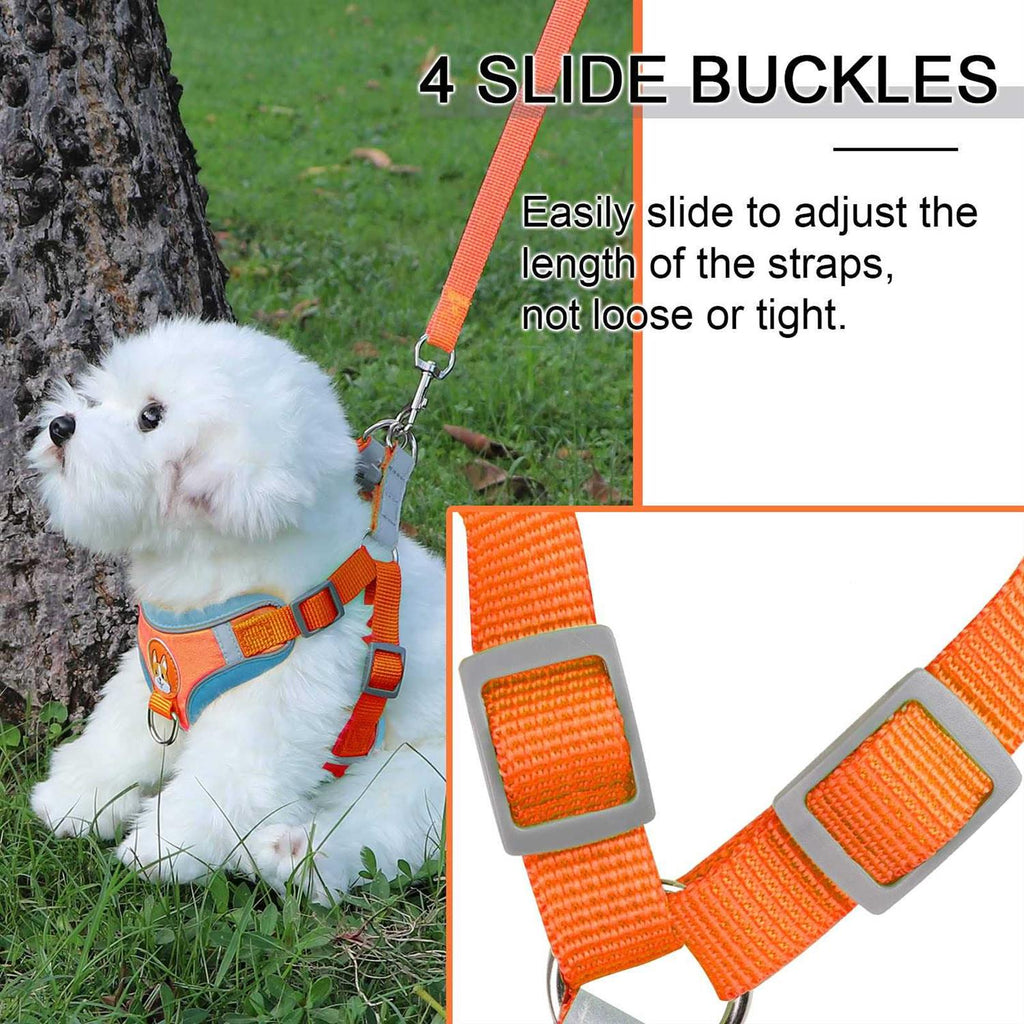 Adjustable Padded Reflective Dog Harness with 2 Leash Clips Q572