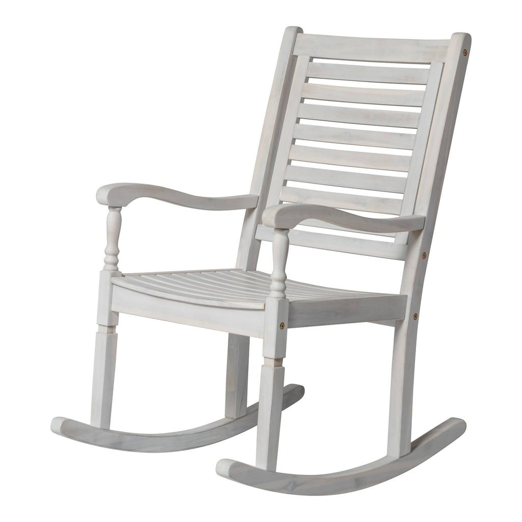 Dark Brown Solid Acacia Wood Rocking Patio Chair W893832
