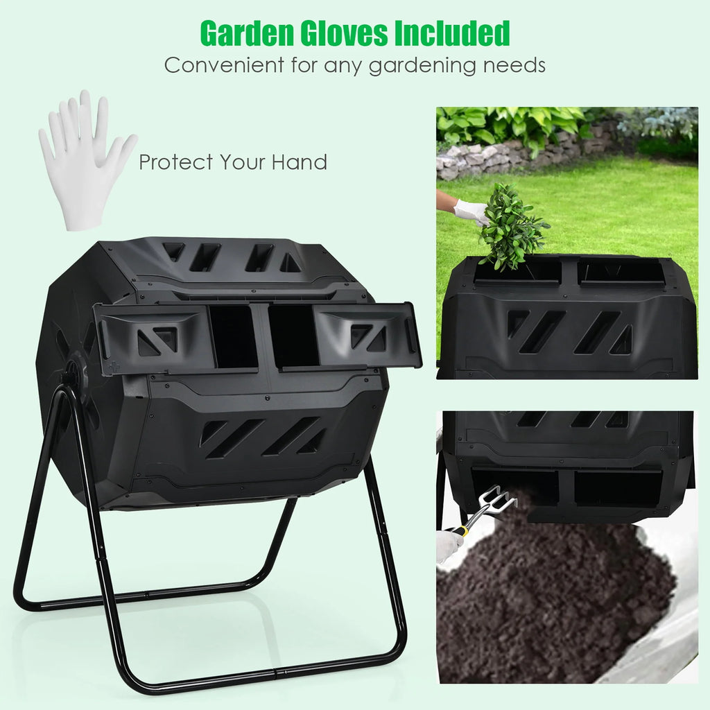 43 Gallon Dual Chamber Composting Tumbler Bin K6883