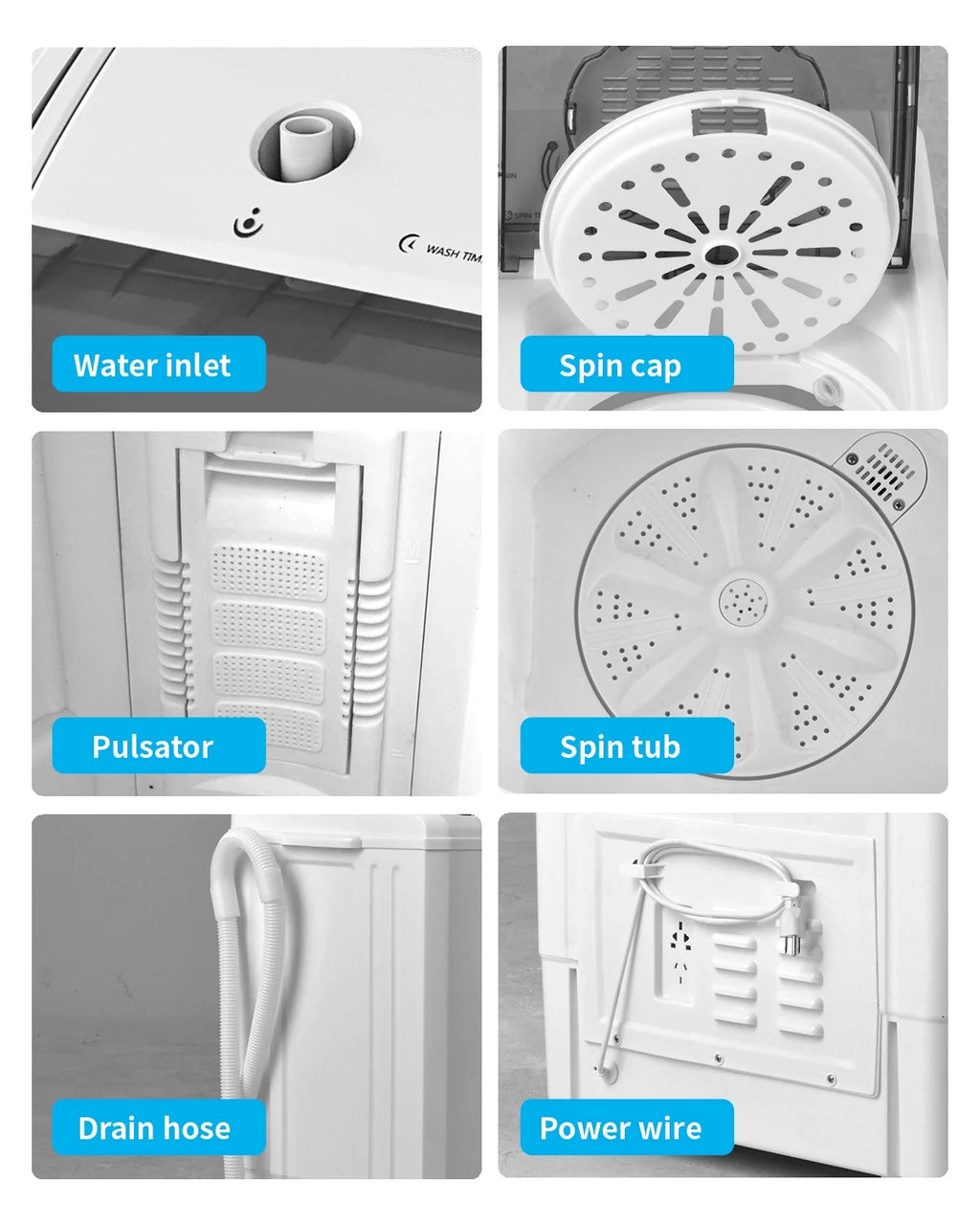 Portable 26lbs Twin Tub Compact Semi-automatic Washing Machine T190407