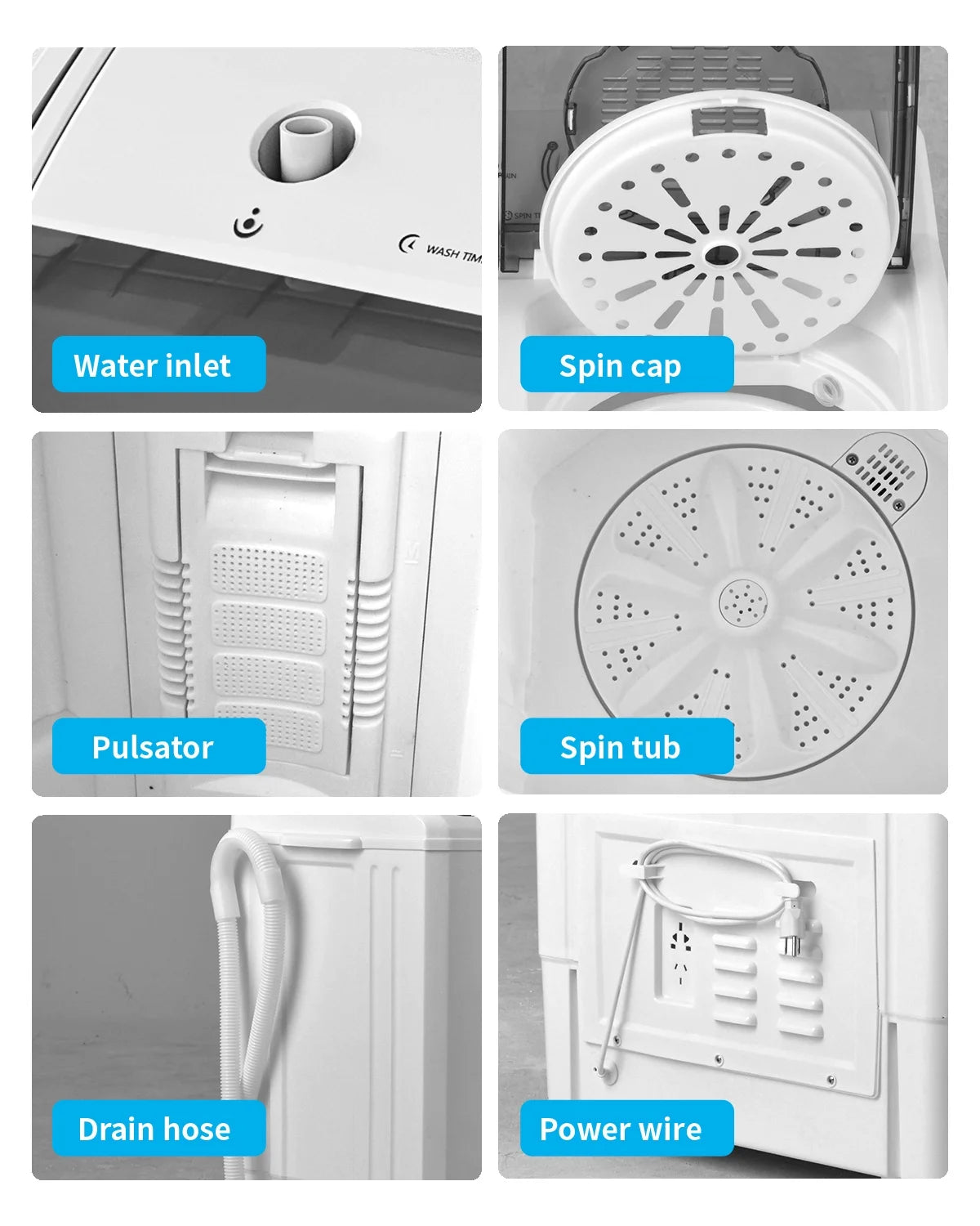Portable 26lbs Twin Tub Compact Semi-automatic Washing Machine T190407