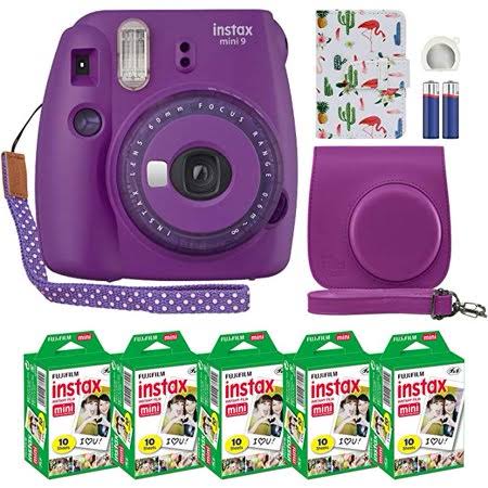 Instax Mini 9 Instant Camera Clear Purple + 50 Film Sheets E275833
