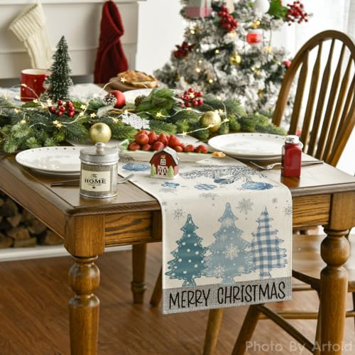 Red Pine Trees Christmas Table Runner 13x72 Inch K4354
