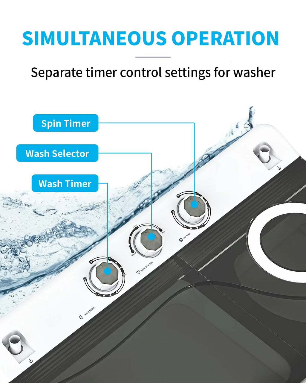 Portable 26lbs Twin Tub Compact Semi-automatic Washing Machine T190407