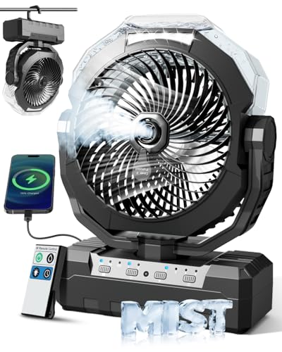 460ml Portable Misting Fan with 24000mAh Rechargeable Battery, Black E397670