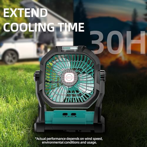 Rechargeable 20000mAh Portable Camping Fan with LED Light V3889