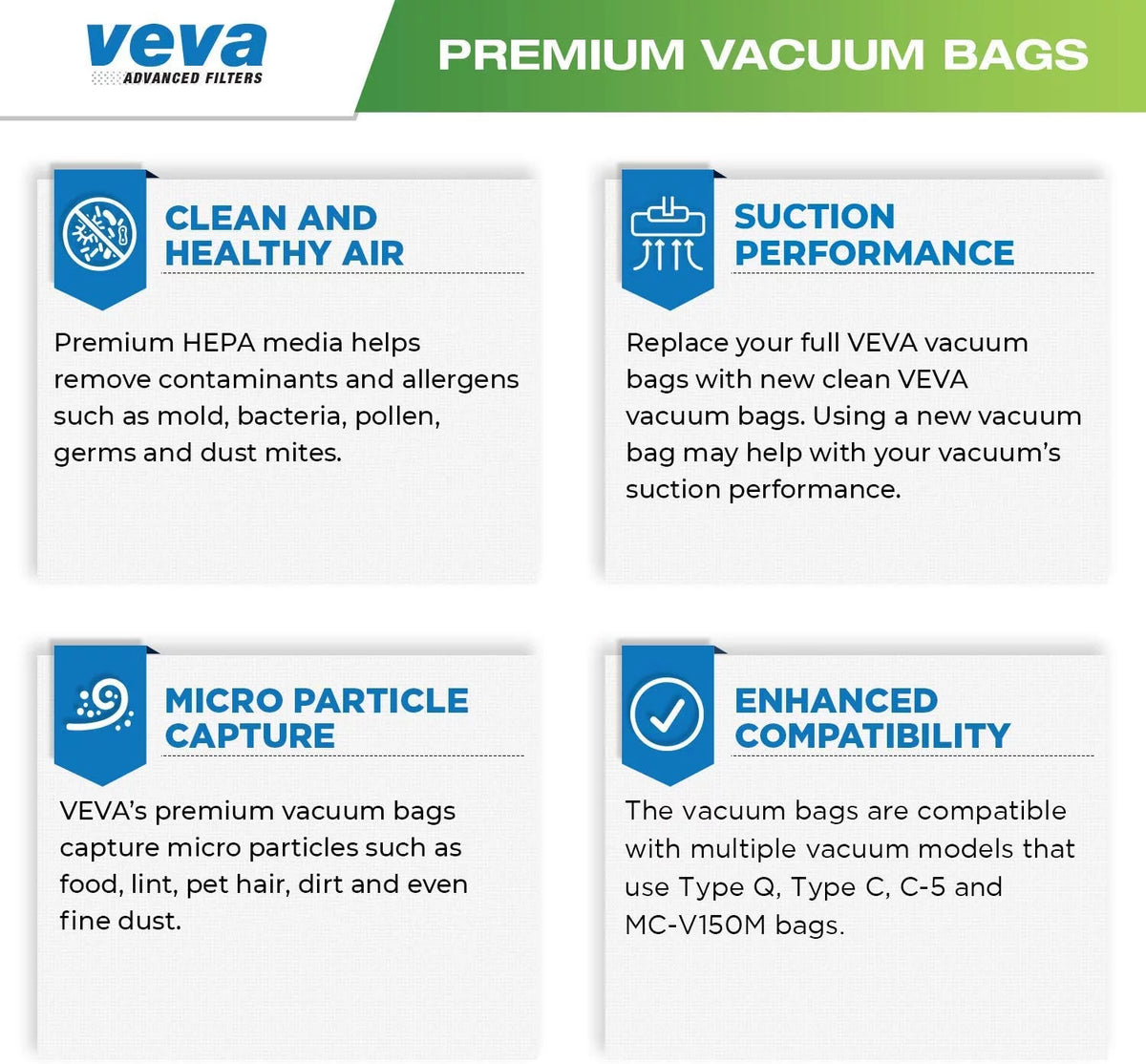 30 Pack HEPA Vacuum Bags Type Q Cloth Bag Y811