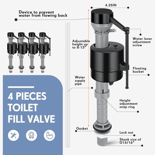 8 Pieces Toilet Fill Valve Tank Replacement Kit Q598