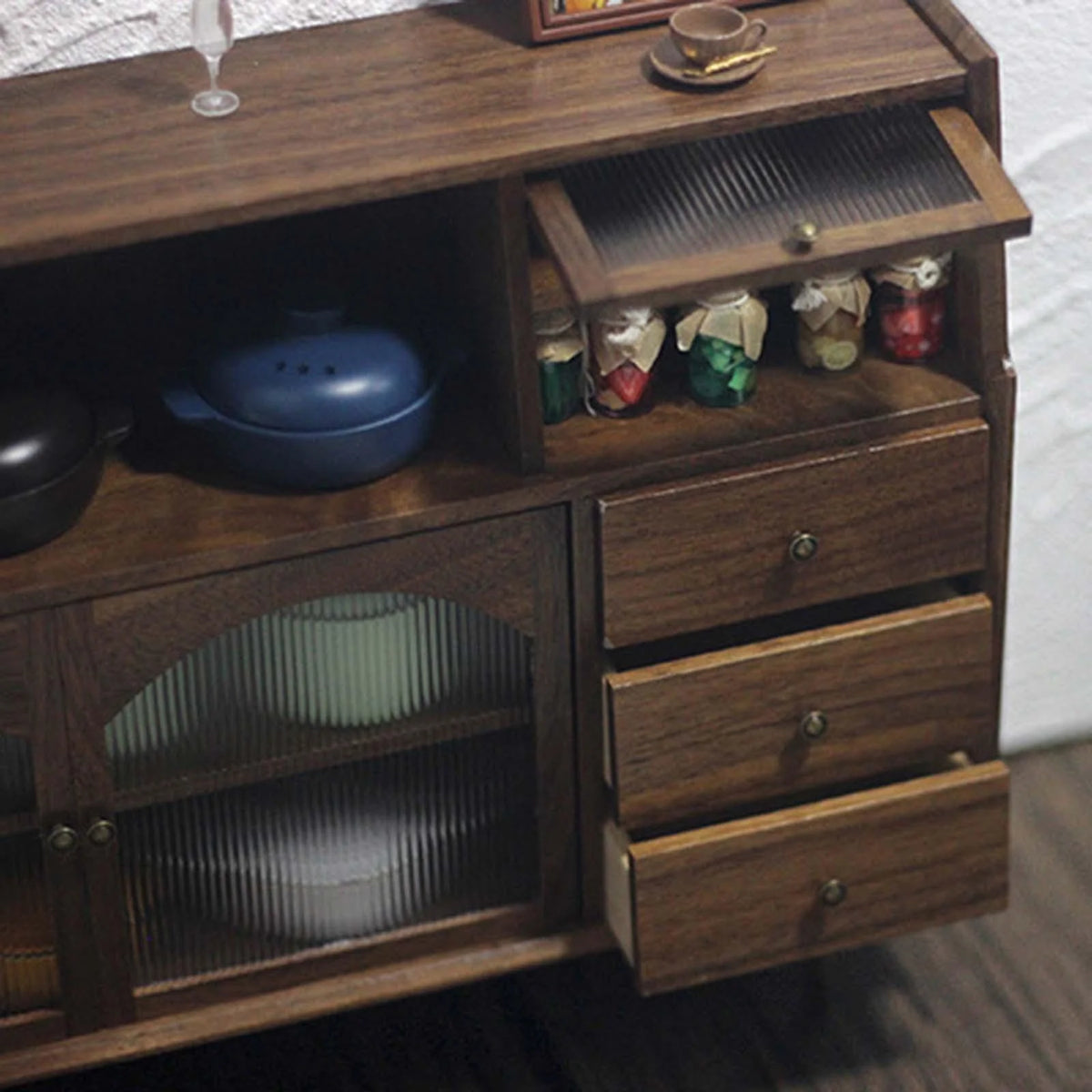 Walnut Dollhouse Miniature Sideboard Cabinet B10436