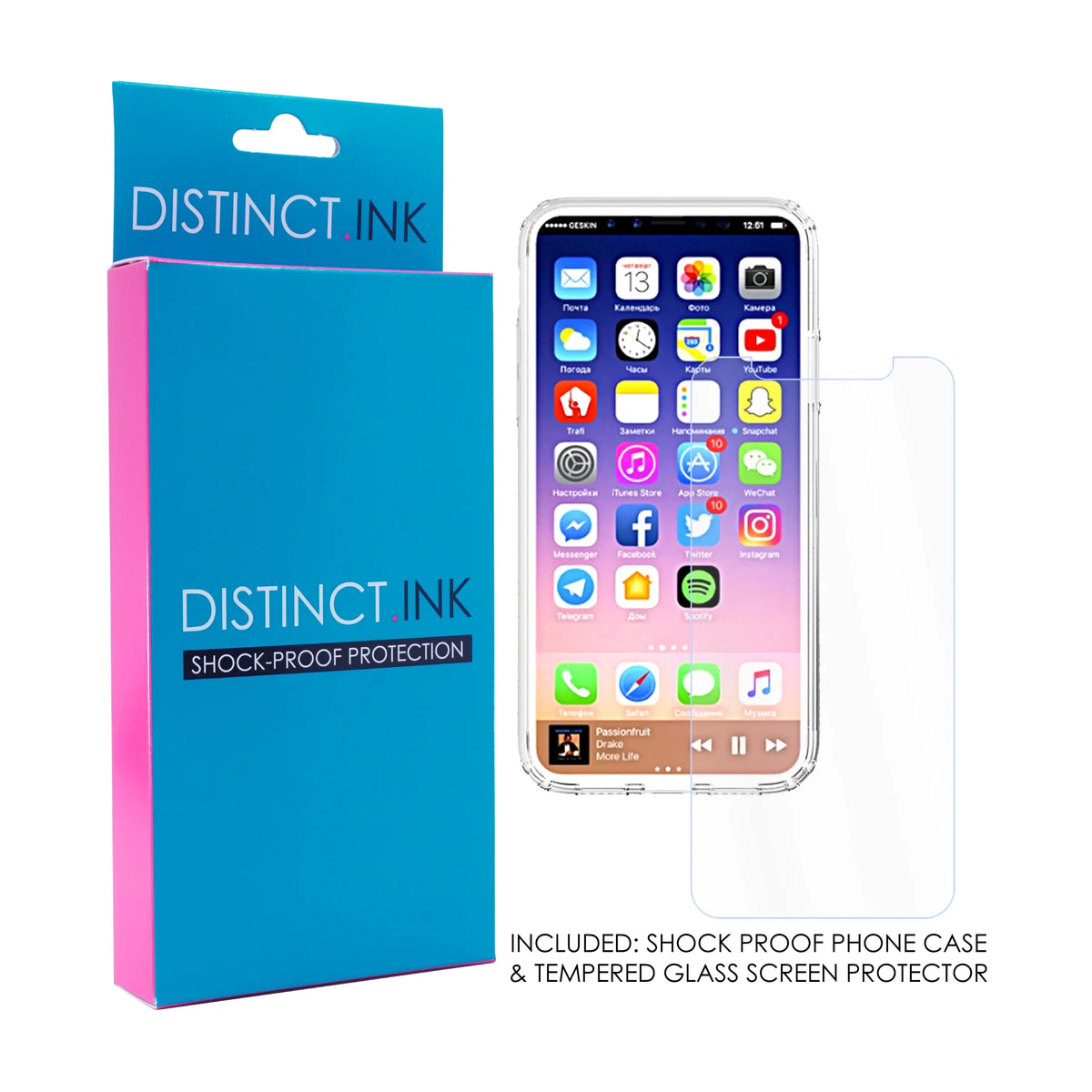 Clear Shockproof Hybrid Case for iPhone XS Max with Tempered Glass Screen Protector X5170