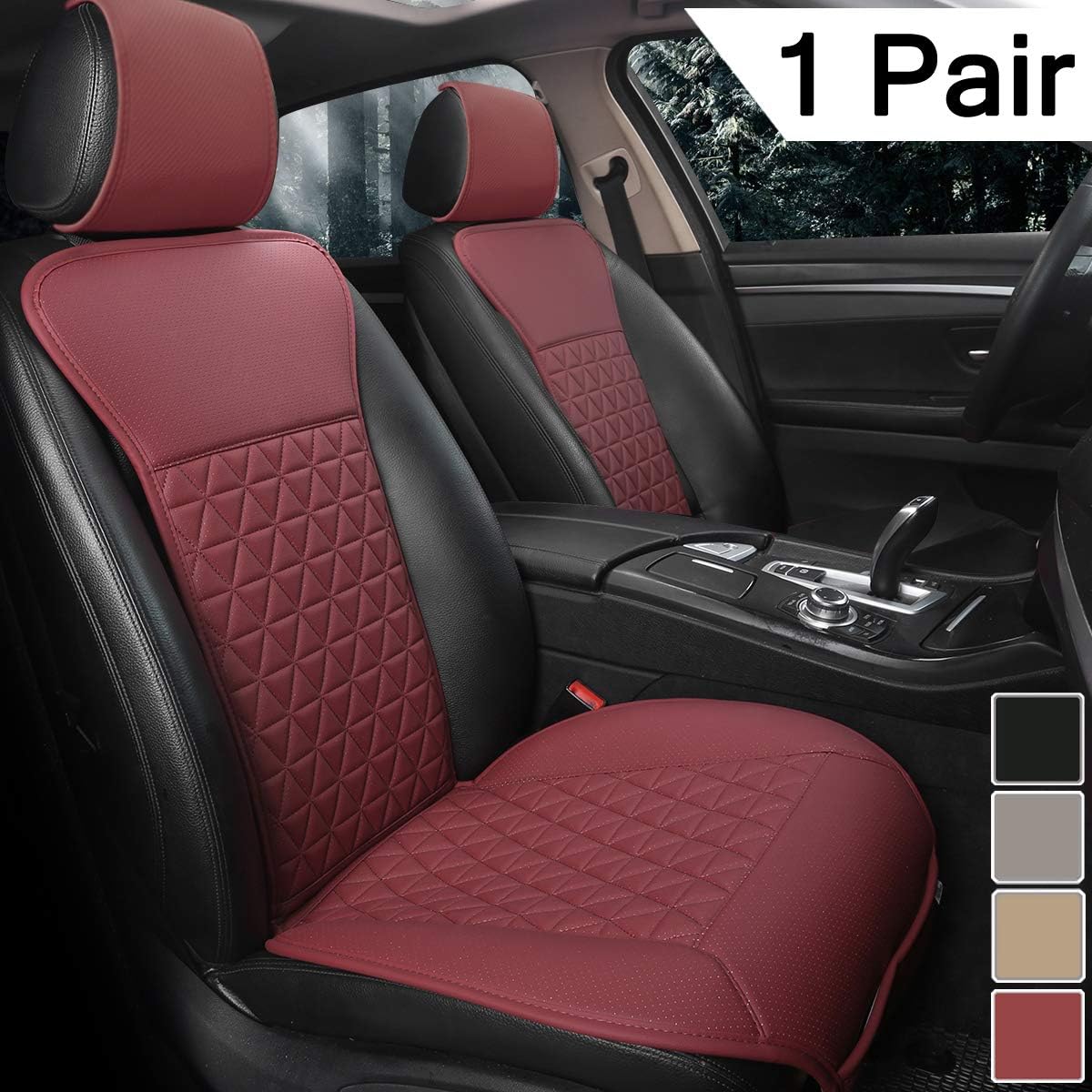 Beige PU Car Seat Covers for Front Seats T4459