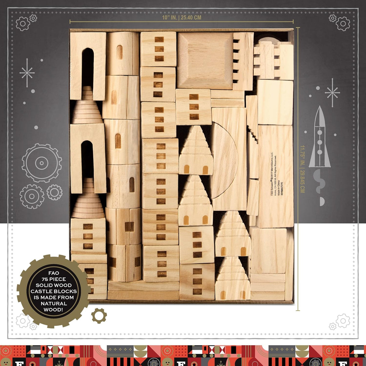 75 Piece Wooden Castle Building Blocks Set Z303163