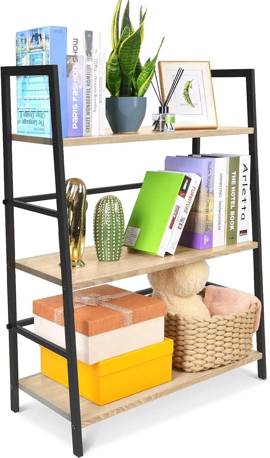 5-Tier Industrial Bookshelf with Metal Frame B4369