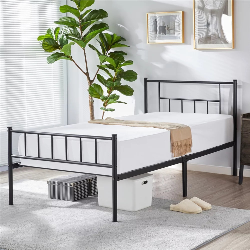 Black Metal Twin Bed with Headboard and Footboard E87791