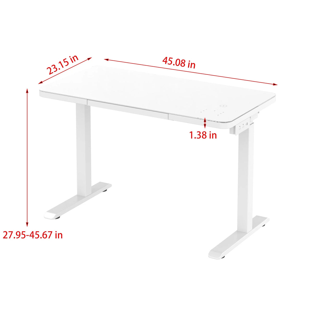 Black Glass Tabletop Standing Desk with Wireless Charging Z3130