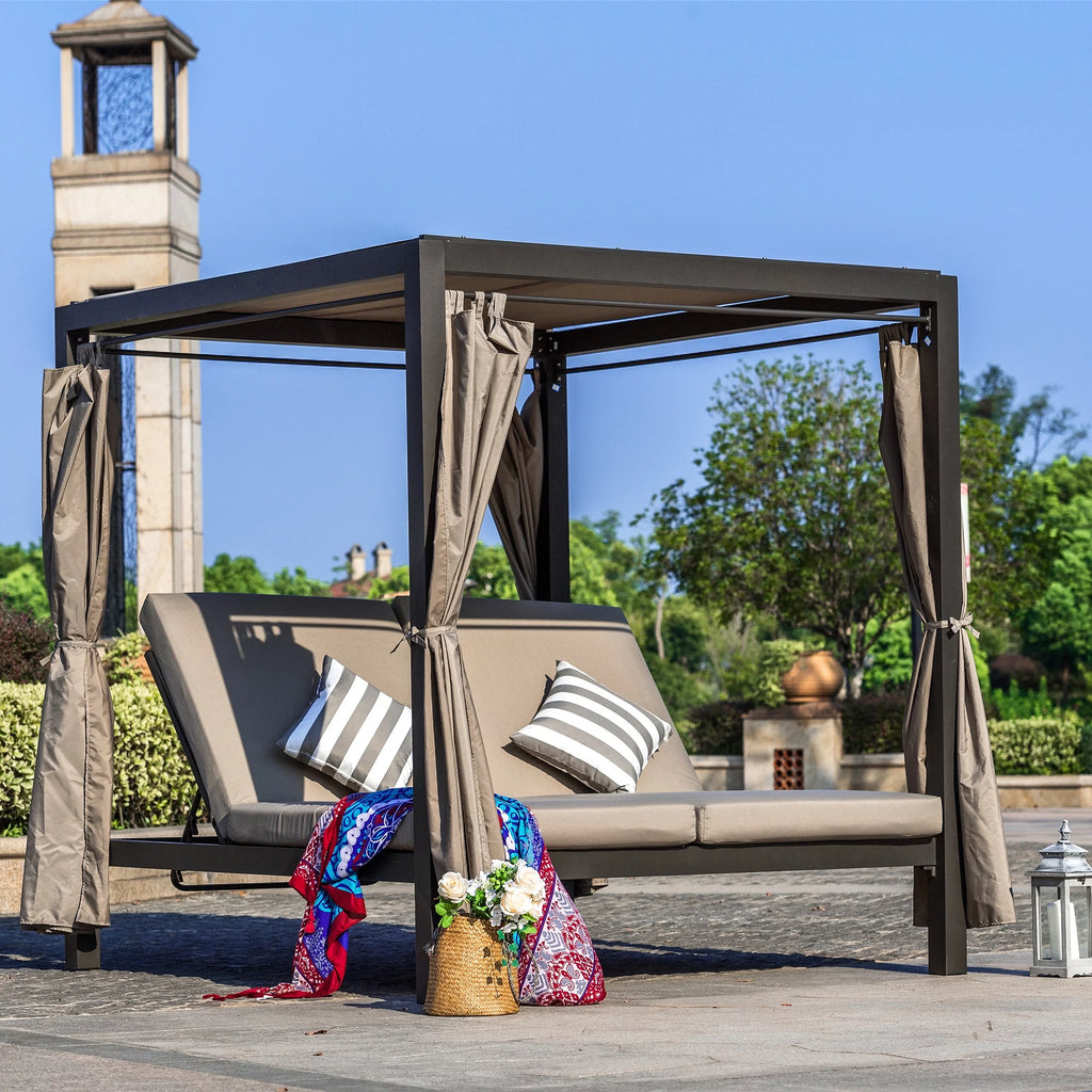 Gray Outdoor Patio Daybed with Canopy X771982