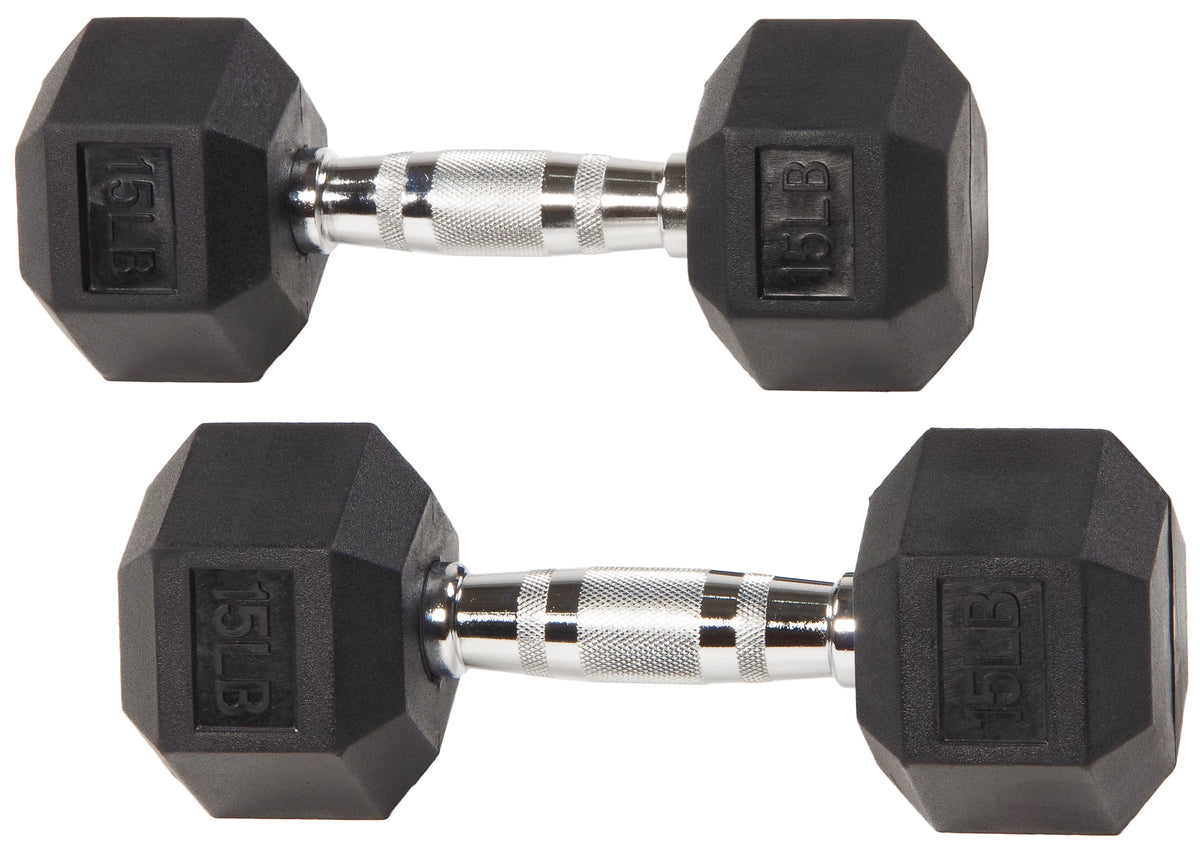 Rubber Encased Hex Dumbbells 20 Lbs. Pair P122