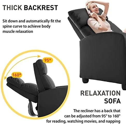 Black Faux Leather Recliner Chair D18617
