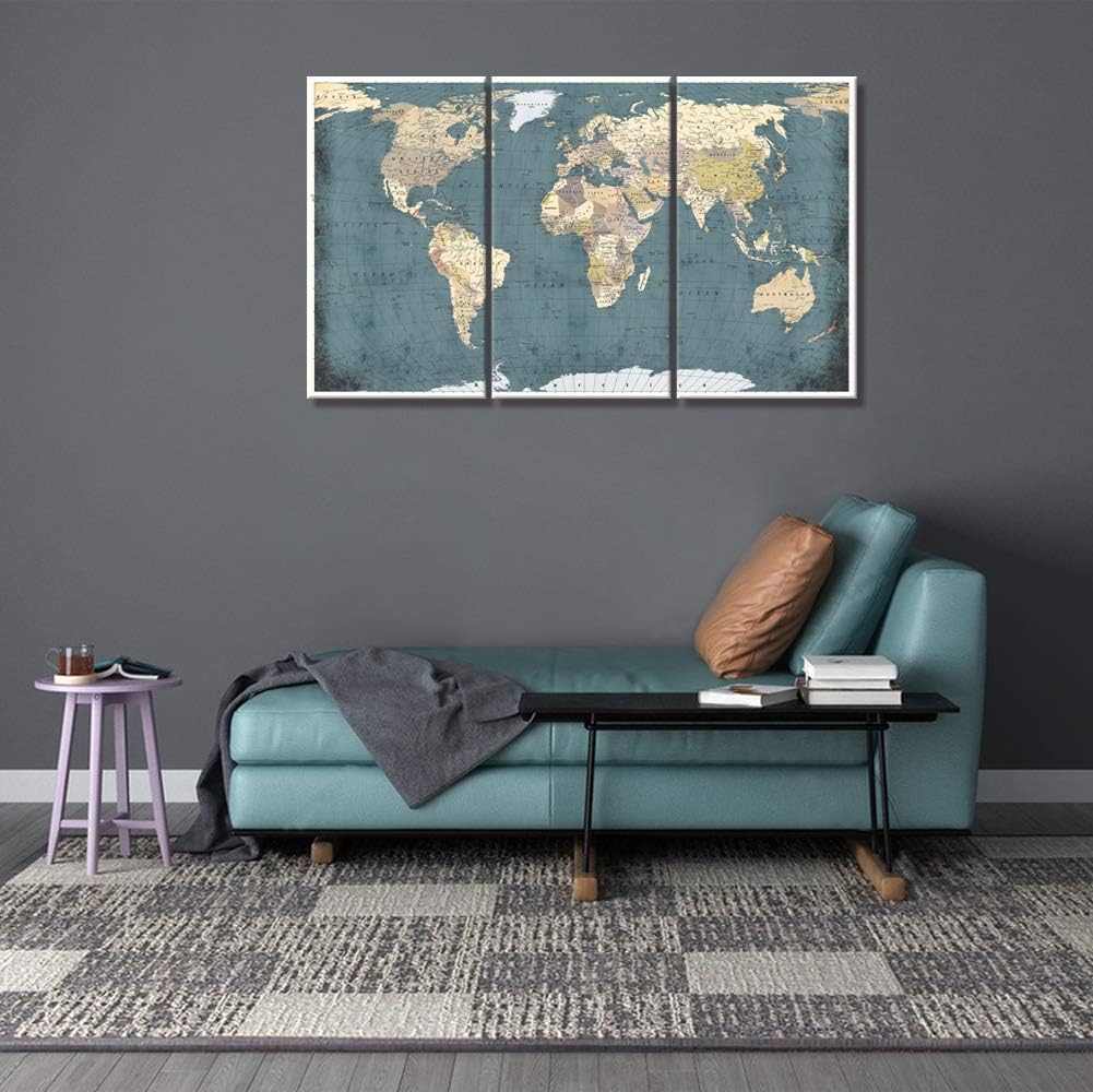 Vintage Blue Map of The World Canvas Prints K27240