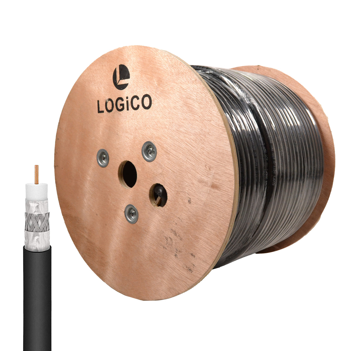 RG11 Coaxial Cable Tri Shield 14AWG Outdoor Direct Burial Gel Flooded Weather Resistant 500 ft Black Jacket U66156