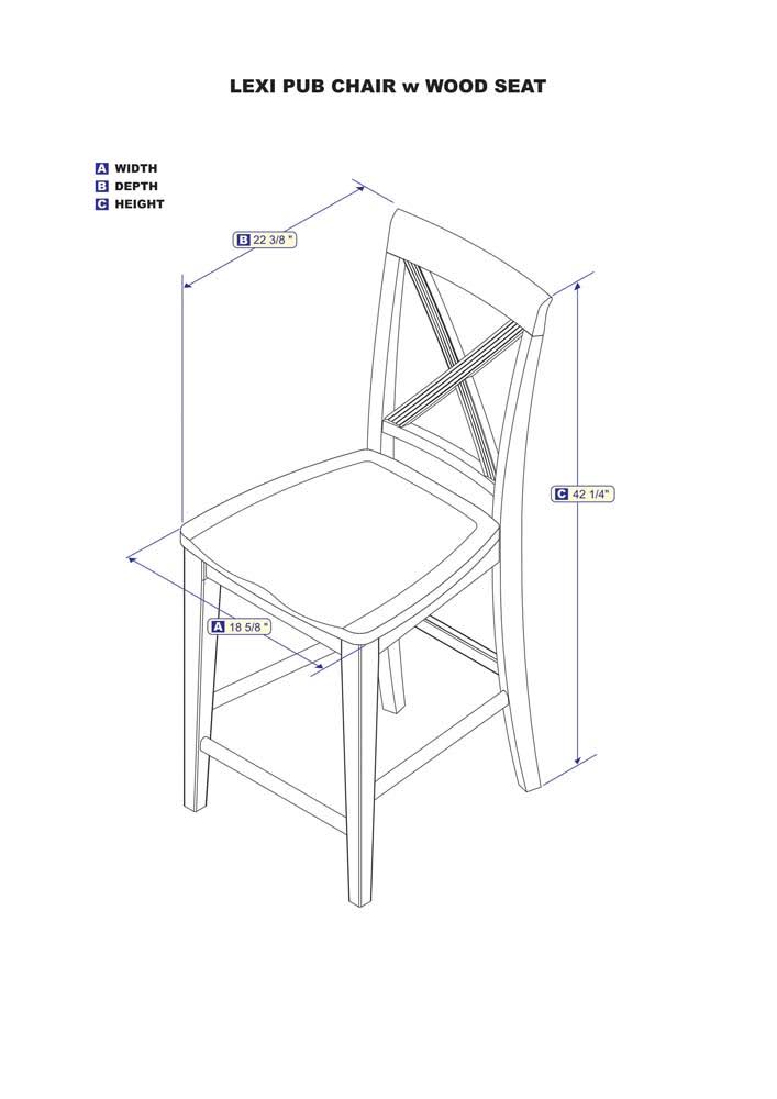 Caramel Latte Wood Seat Pub Chairs Set of 2 E529