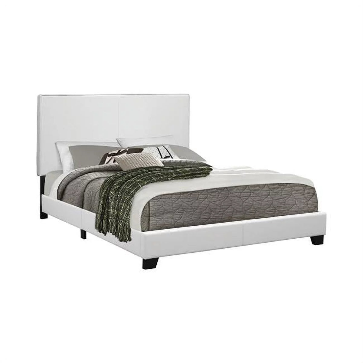 Queen Size White Wooden Bed U155873