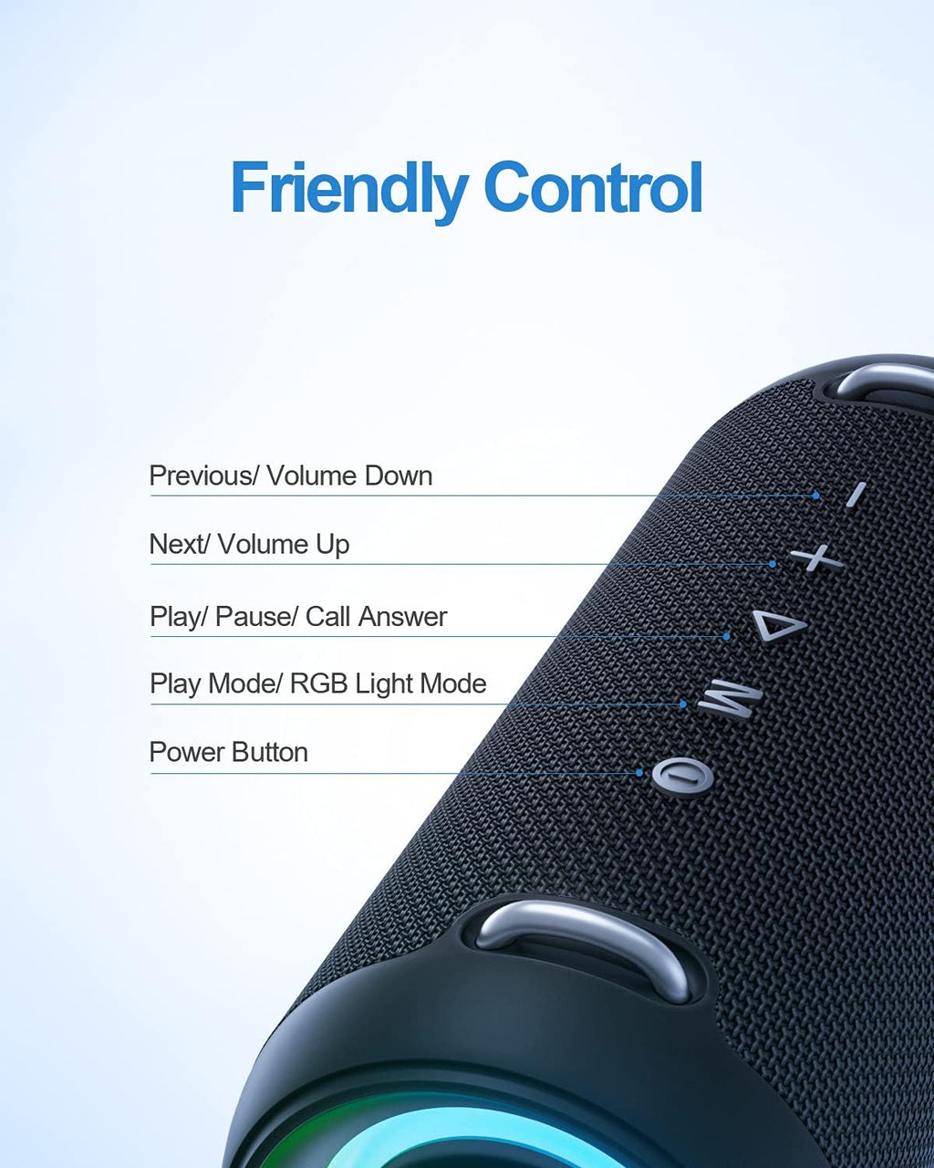 Bluetooth Speaker, Wireless Portable, 60W, IPX7 Waterproof, 24H Playtime, RGB Lights, Built-in Mic, with Protective Hardshell Case B435810