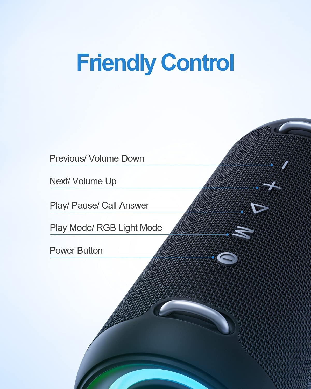 Bluetooth Speaker, Wireless Portable, 60W, IPX7 Waterproof, 24H Playtime, RGB Lights, Built-in Mic, with Protective Hardshell Case B435810