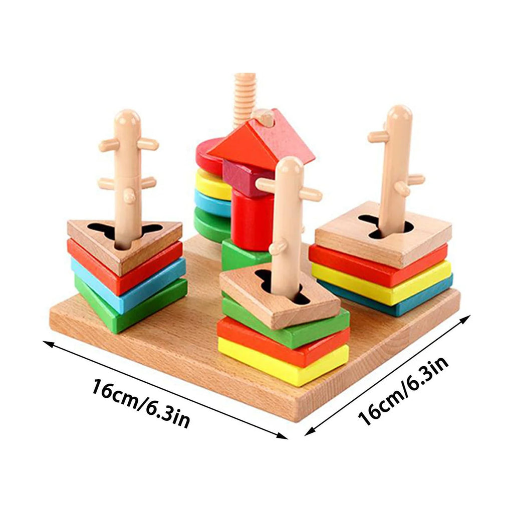 Wooden Geometric Shape Building Blocks Toys Q5964