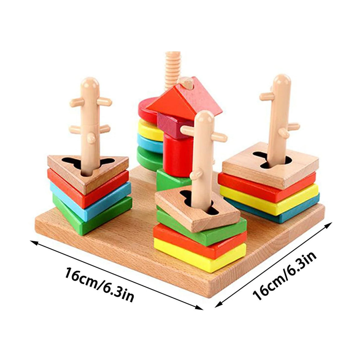 Wooden Geometric Shape Building Blocks Toys Q5964