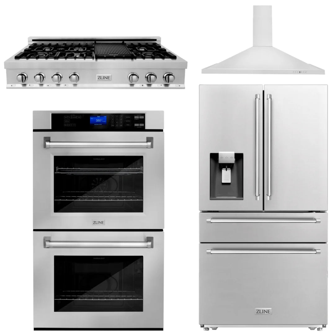 48 In. Rangetop, Range Hood, Refrigerator and Double Wall Oven X70004