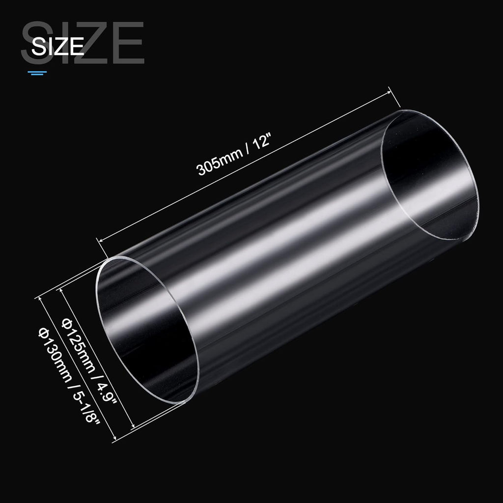 Clear 125mm ID 130mm OD Acrylic Round Tube Pack of 2 G118
