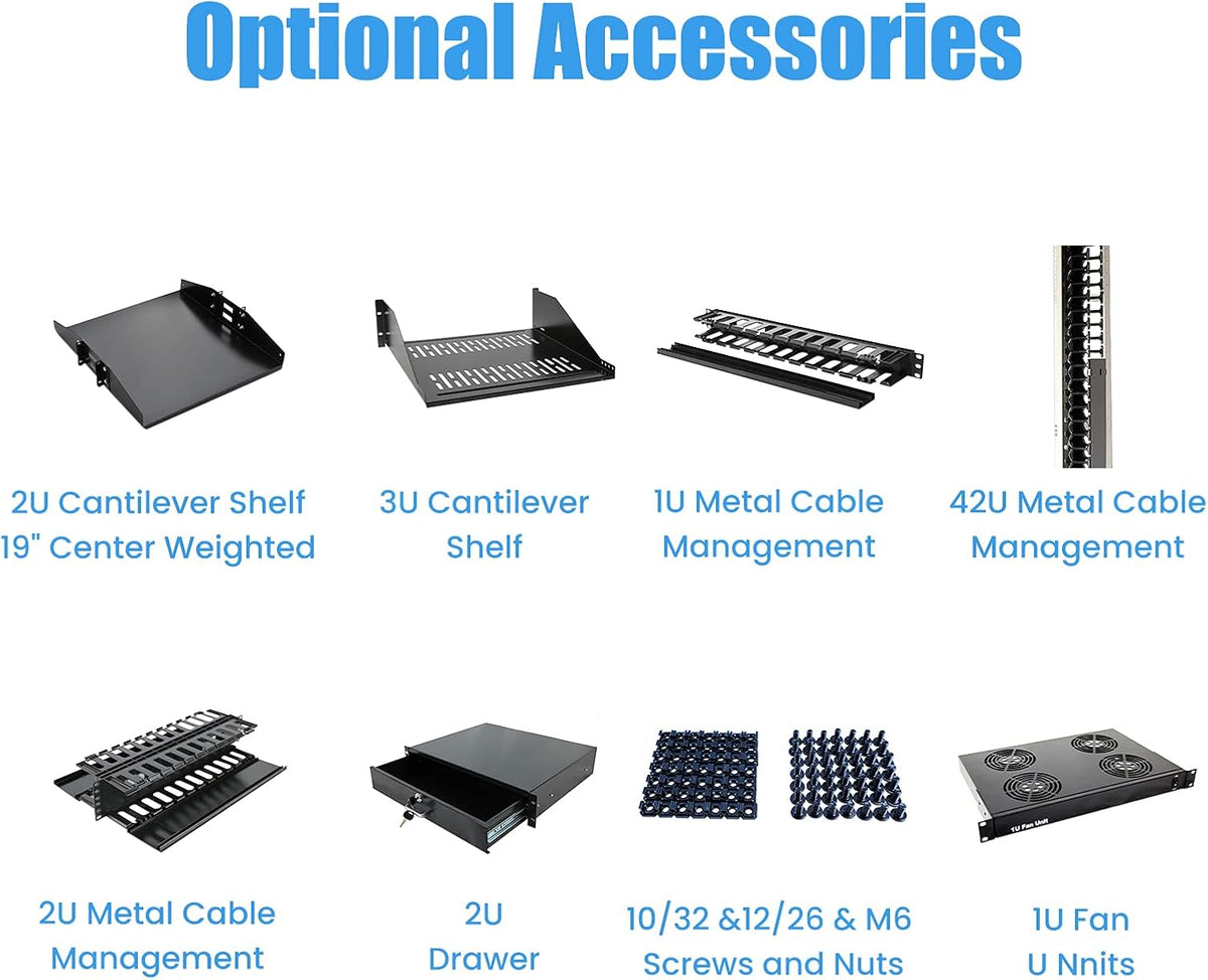 42U 4 Post Open Frame Server Rack 19inch Adjustable Depth L470