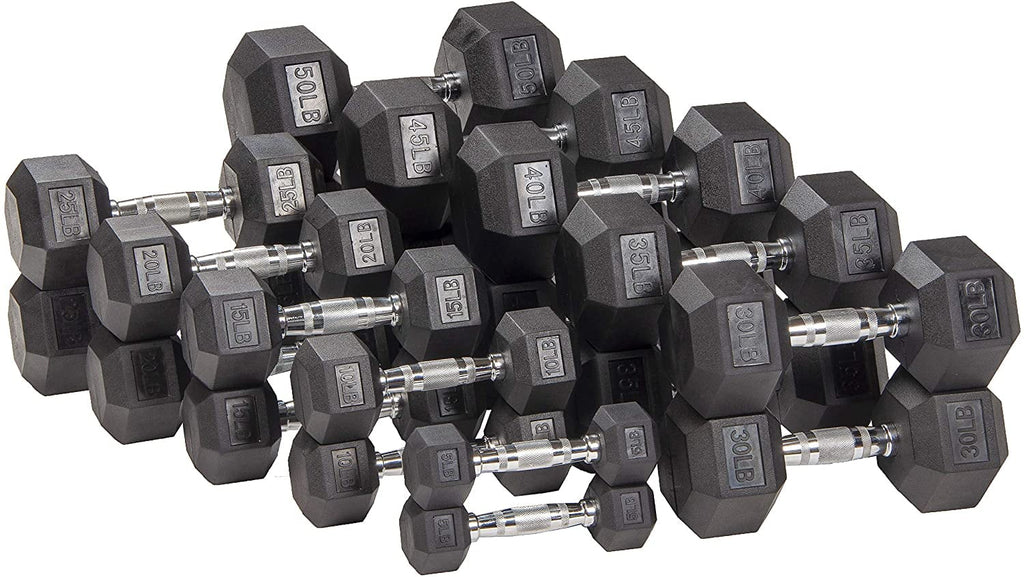 Rubber Encased Hex Dumbbells 20 Lbs. Pair P122
