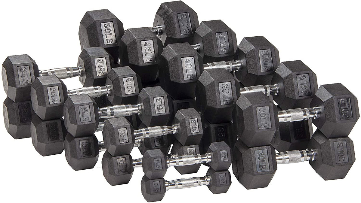 Rubber Encased Hex Dumbbells 20 Lbs. Pair P122