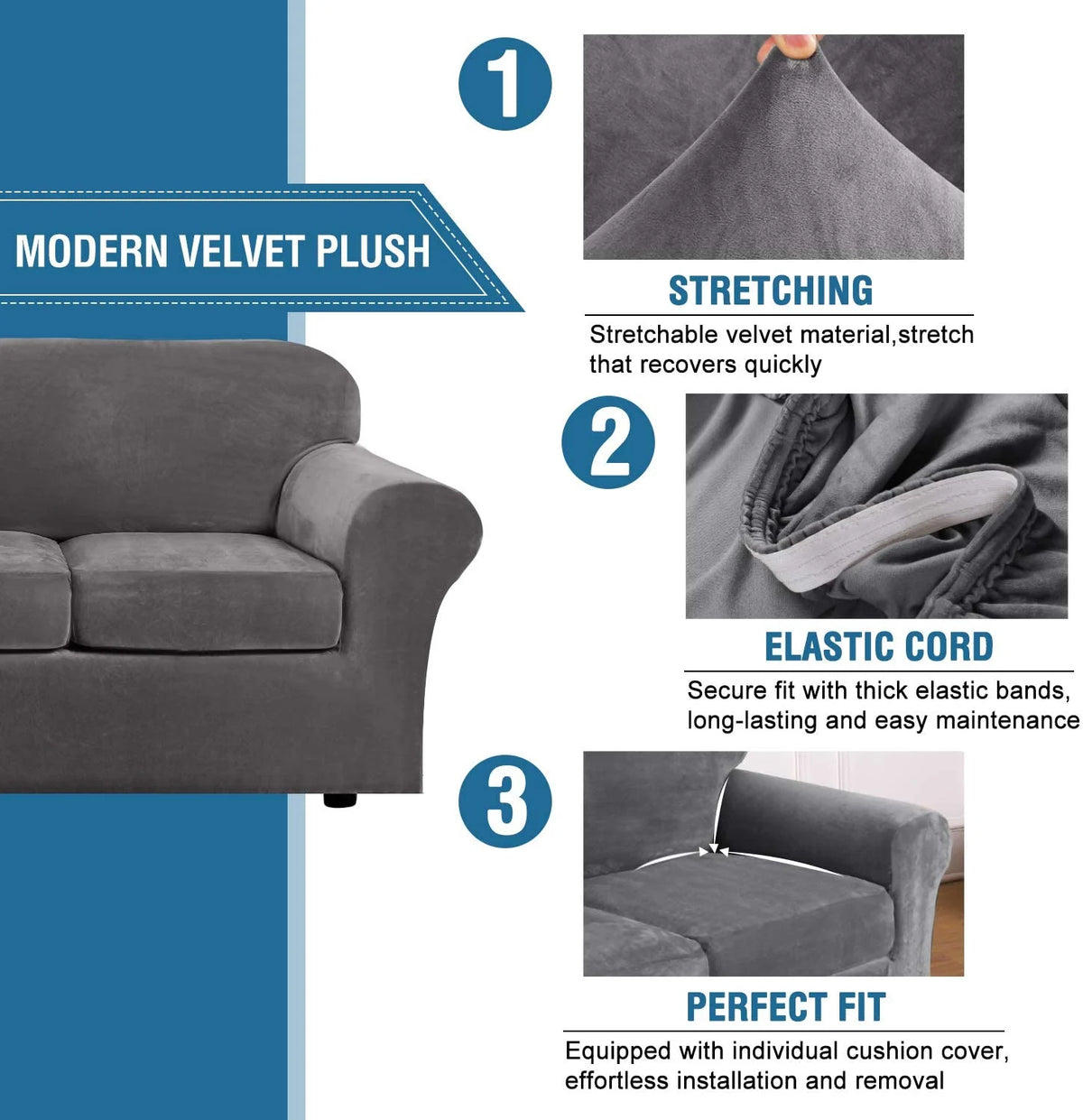 Gray Polyester Loveseat Slipcover Q9312