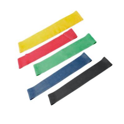 5-Piece Band Exercise Loop Set (10x22), Yellow Red Green Blue Black, 10 Sets W80452