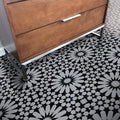 8x8 Handmade Cement Grey Black Tile R21581