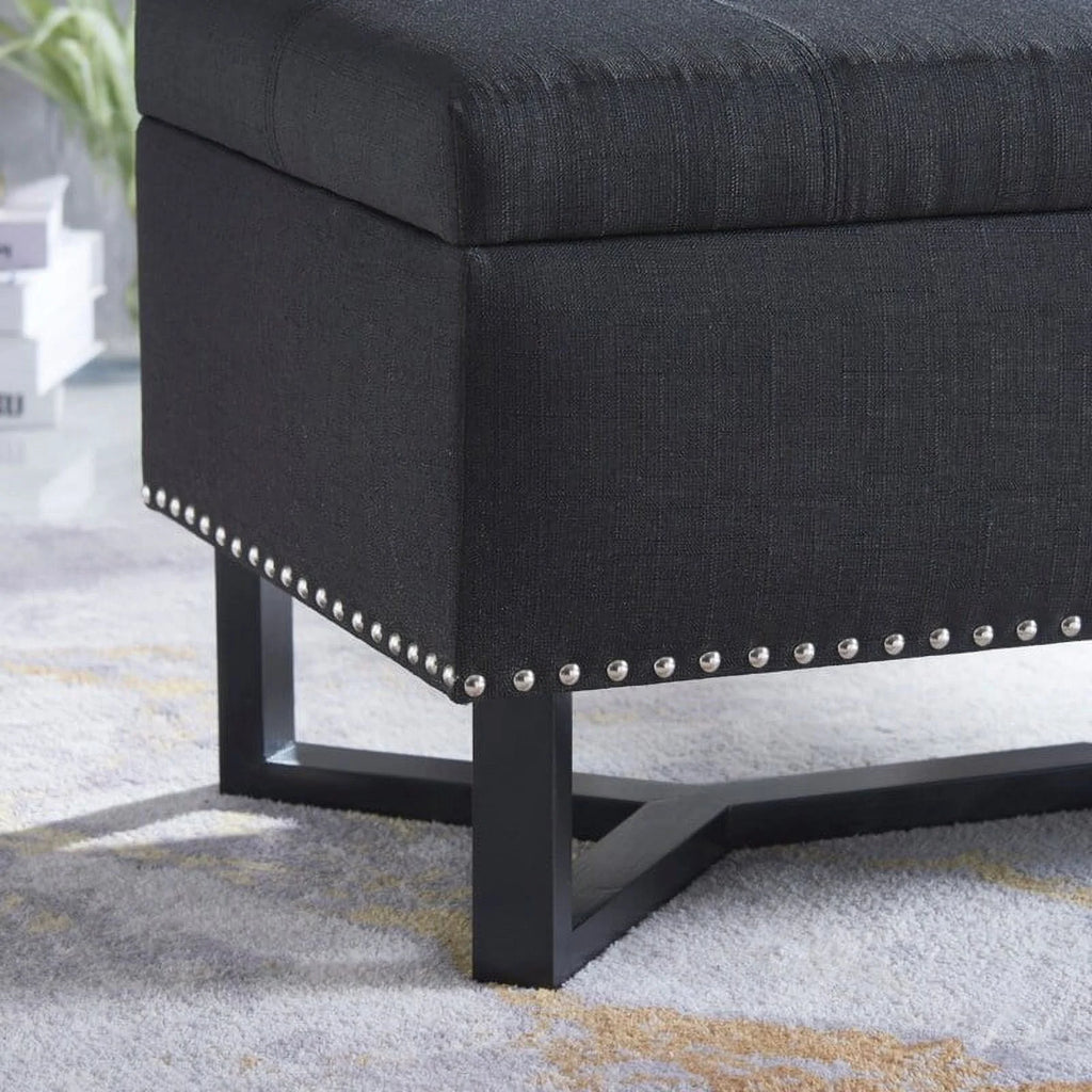Fabric Studded Double Bench Ottoman W910775