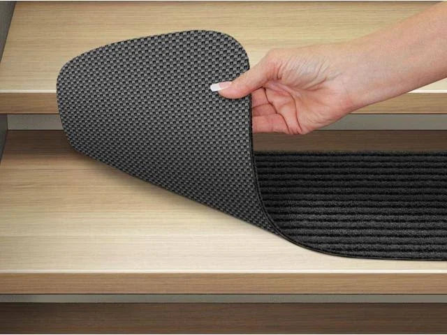 Set of 15 Skid-Resistant Double-Ribbed Carpet Stair Treads Smokey Black 8 in. x 27 in. K16601