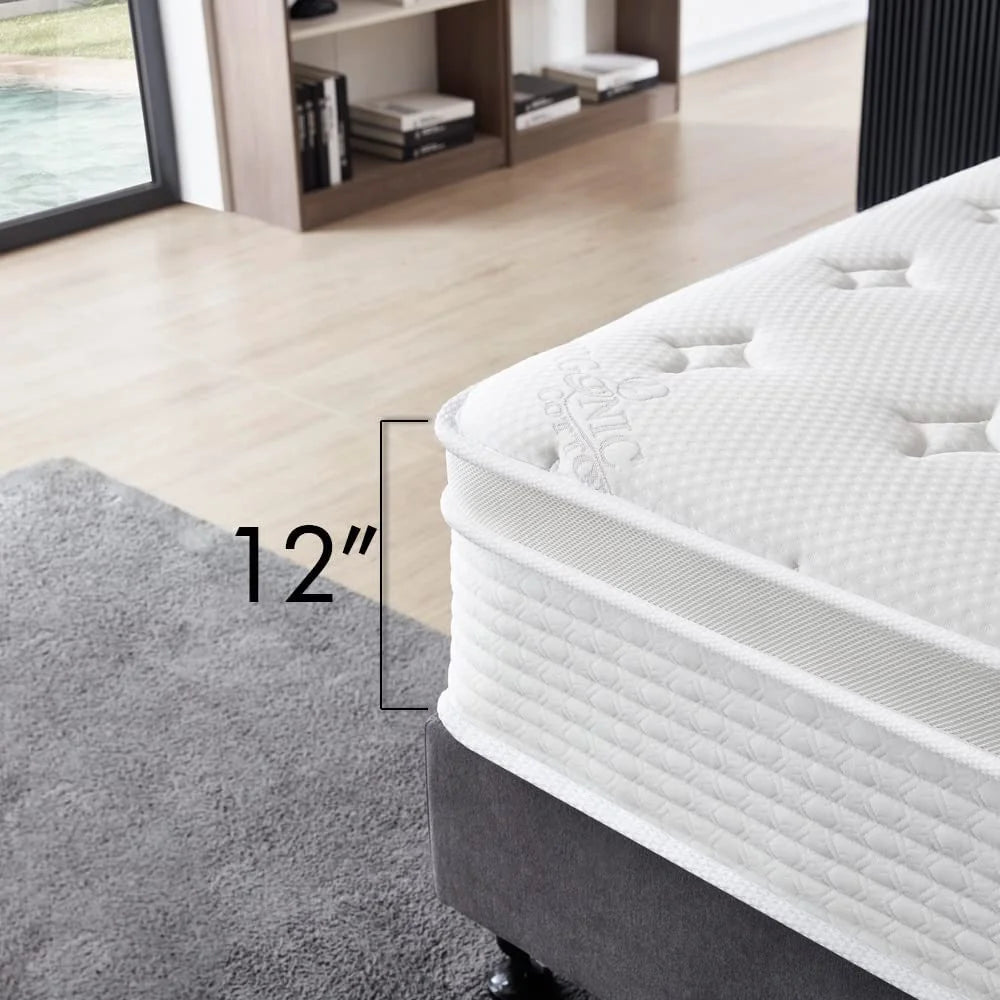 12 Inch Cool Memory Foam Spring Hybrid Euro Top Medium Firm Full Size Mattress F20757