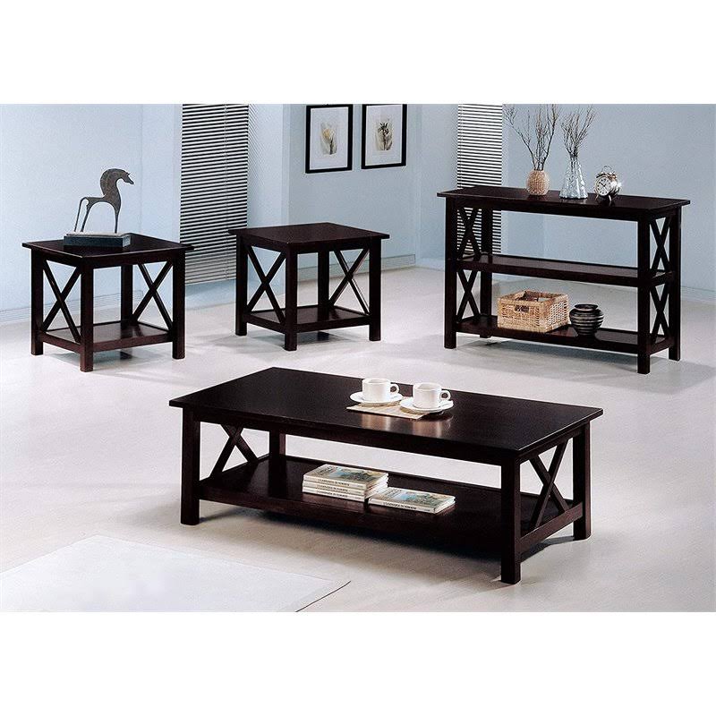 3 Piece Casual Occasional Table Set in Cappuccino E887