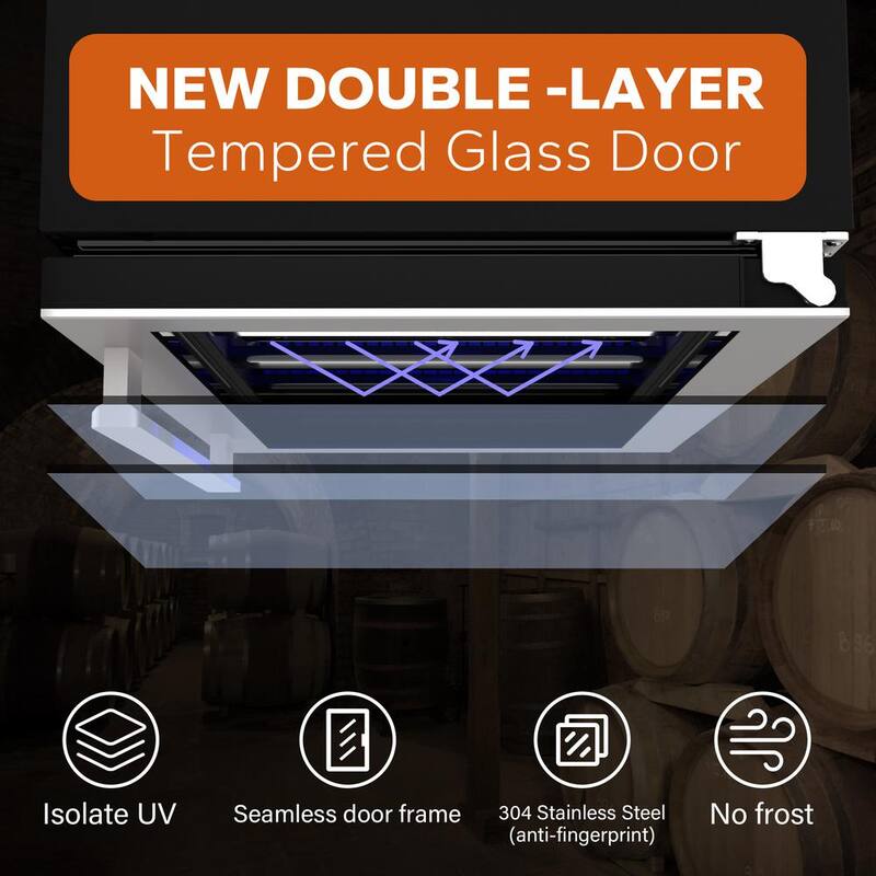Built-In 46-Bottles Dual Zone Stainless Steel Wine Cooler N6332