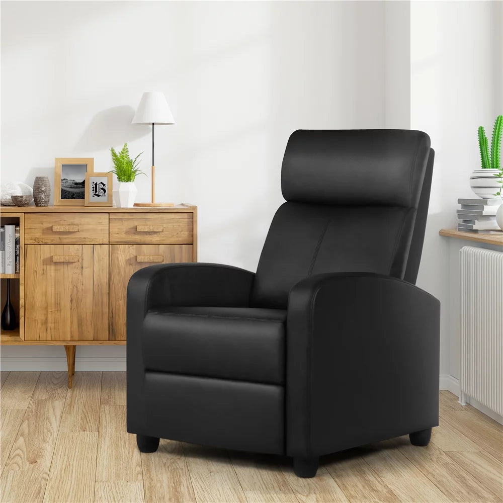 Faux Leather Push Back Recliner S39001