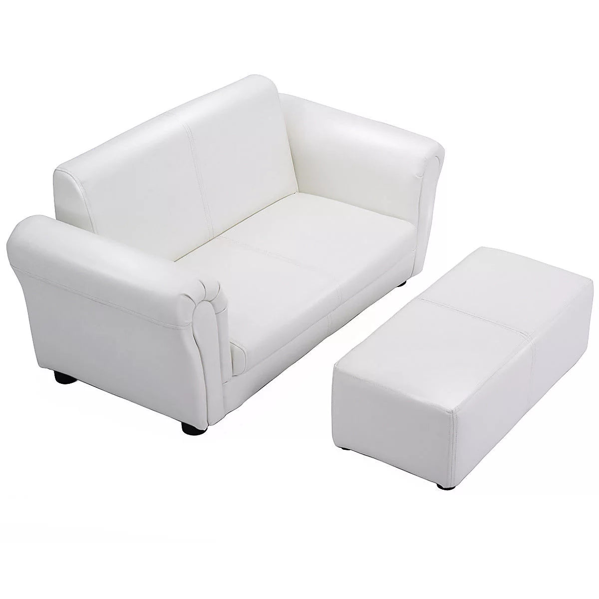 White Kids Sofa Armrest Chair with Ottoman J97455