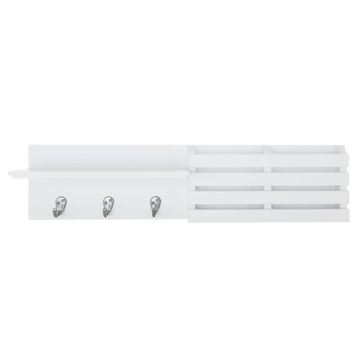 White Wall Shelf and Mail Holder with 3 Hooks S75519