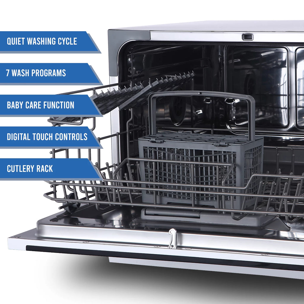 6-Pieces Countertop Dishwasher, White B410846