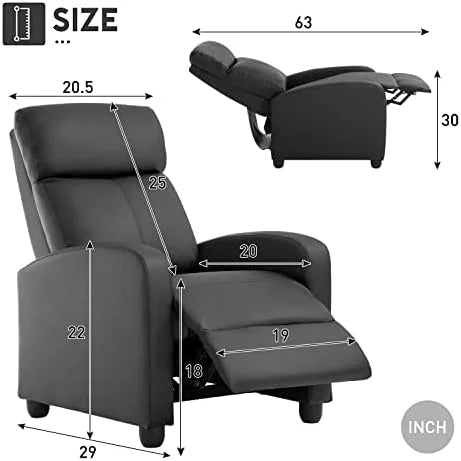 Black Faux Leather Recliner Chair D18617